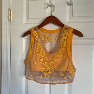 FP Movement by Free People Yellow Sheer Crop Top